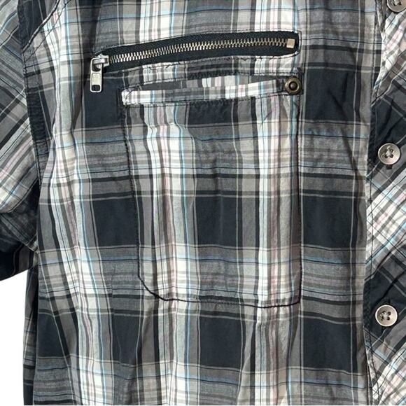 Marc Ecko Deadly Threads Plaid Button-Up Shirt XXL – Black, Grey & Blue - Picture 5 of 14
